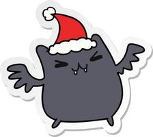 adesivo natalizio cartone animato di pipistrello kawaii vettore