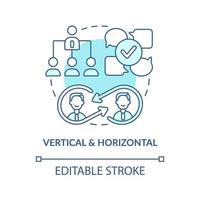 icona del concetto turchese verticale e orizzontale. illustrazione al tratto sottile dell'idea astratta di gestione della comunicazione del progetto. disegno di contorno isolato. tratto modificabile. vettore