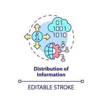 icona del concetto di distribuzione delle informazioni. scopo dell'illustrazione della linea sottile dell'idea astratta del settore dell'informazione. tecnologia. disegno di contorno isolato. tratto modificabile. vettore