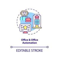 icona del concetto di automazione dell'ufficio e dell'ufficio. sistemi informativi tipo astratto idea linea sottile illustrazione. futuro del lavoro. disegno di contorno isolato. tratto modificabile. vettore