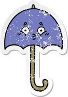 adesivo in difficoltà di un simpatico cartone animato ombrello vettore