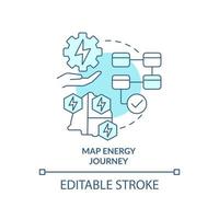 icona del concetto turchese del viaggio energetico della mappa. percorso verso la strategia energetica idea astratta linea sottile illustrazione. visualizzazione. disegno di contorno isolato. tratto modificabile. vettore