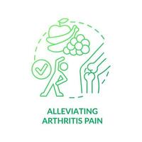 alleviare il dolore da artrite icona del concetto di gradiente verde. alleviare i sintomi. dieta vegana beneficio idea astratta linea sottile illustrazione. disegno di contorno isolato. vettore