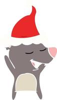 illustrazione a colori piatta di un orso che indossa un cappello da Babbo Natale vettore