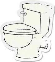 adesivo in difficoltà cartone animato doodle di una toilette in bagno vettore