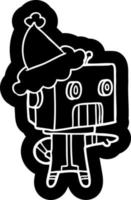 icona del fumetto di un robot che indossa il cappello di Babbo Natale vettore