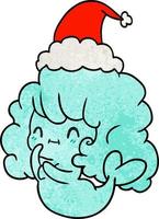 cartone animato con texture natalizia del fantasma kawaii vettore