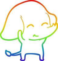 arcobaleno gradiente linea disegno simpatico cartone animato elefante vettore
