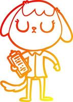 caldo disegno a linea sfumata simpatico cartone animato cane che indossa una camicia da ufficio vettore