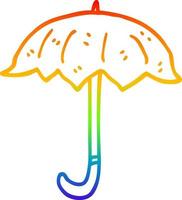 Ombrello aperto del fumetto di disegno a tratteggio sfumato arcobaleno vettore