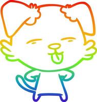 arcobaleno gradiente linea disegno cane cartone animato che sporge lingua vettore