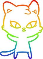 arcobaleno gradiente linea disegno simpatico cartone animato gatto vettore