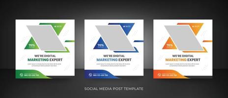 social media di marketing aziendale e post design di instagram vettore