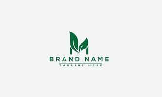 m foglia logo design template elemento di branding grafico vettoriale. vettore