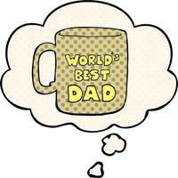 la migliore tazza di papà e bolla di pensiero del mondo in stile fumetto vettore