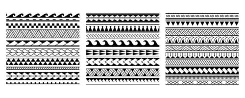 set di motivi vettoriali senza giunture geometriche tribali polinesiane maori.