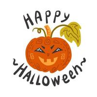 zucca di halloween con biglietto di auguri lettering vettore