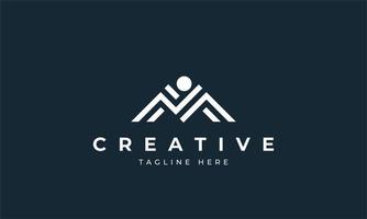 montagne media è un modello di logo vettoriale. segno astratto per lettera m e logotipo a forma di triangolo per aziende e aziende creative. vettore