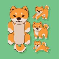 shiba inu quattro icone vettore