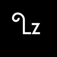 lz lettera logo design. lettere iniziali lz icona del logo. modello di progettazione logo minimal lettera astratta lz. lz lettera disegno vettoriale con colori neri. logo lz