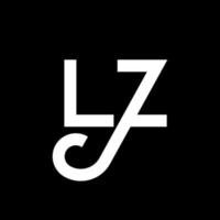 lz lettera logo design. lettere iniziali lz icona del logo. modello di progettazione logo minimal lettera astratta lz. lz lettera disegno vettoriale con colori neri. logo lz