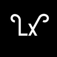 disegno del logo della lettera lx. lettere iniziali lx icona logo. modello di progettazione logo minimal lettera astratta lx. lx lettera disegno vettoriale con colori neri. logo lx