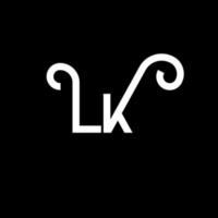 lk lettera logo design. lettere iniziali icona logo lk. modello di progettazione logo minimal lettera astratta lk. lk lettera disegno vettoriale con colori neri. lk logo