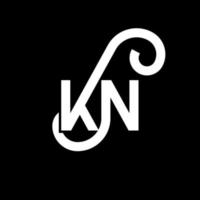 kn lettera logo design su sfondo nero. kn creative iniziali lettera logo concept. disegno della lettera k. kn disegno della lettera bianca su sfondo nero. kn, kn logo vettore