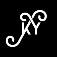 ky lettera logo design su sfondo nero. ky creative iniziali lettera logo concept. disegno della lettera ky. ky bianco lettera design su sfondo nero. ky, ky logo vettore