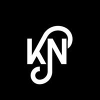 kn lettera logo design su sfondo nero. kn creative iniziali lettera logo concept. disegno della lettera k. kn disegno della lettera bianca su sfondo nero. kn, kn logo vettore