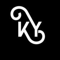 ky lettera logo design su sfondo nero. ky creative iniziali lettera logo concept. disegno della lettera ky. ky bianco lettera design su sfondo nero. ky, ky logo vettore