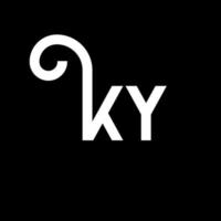ky lettera logo design su sfondo nero. ky creative iniziali lettera logo concept. disegno della lettera ky. ky bianco lettera design su sfondo nero. ky, ky logo vettore