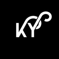 ky lettera logo design su sfondo nero. ky creative iniziali lettera logo concept. disegno della lettera ky. ky bianco lettera design su sfondo nero. ky, ky logo vettore