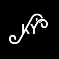 ky lettera logo design su sfondo nero. ky creative iniziali lettera logo concept. disegno della lettera ky. ky bianco lettera design su sfondo nero. ky, ky logo vettore