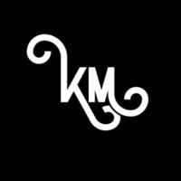 design del logo della lettera km su sfondo nero. km creative iniziali lettera logo concept. disegno della lettera km. km disegno della lettera bianca su sfondo nero. km, km logo vettore