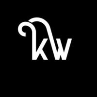 kw lettera logo design su sfondo nero. kw creative iniziali lettera logo concept. disegno della lettera kw. kw bianco lettera design su sfondo nero. kw, kw logo vettore