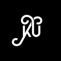 ku lettera logo design su sfondo nero. ku creative iniziali lettera logo concept. disegno della lettera ku. ku bianco lettera design su sfondo nero. ku, ku logo vettore