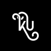 ku lettera logo design su sfondo nero. ku creative iniziali lettera logo concept. disegno della lettera ku. ku bianco lettera design su sfondo nero. ku, ku logo vettore