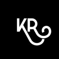 kr lettera logo design su sfondo nero. kr creative iniziali lettera logo concept. disegno della lettera kr. kr bianco lettera design su sfondo nero. kr, kr logo vettore