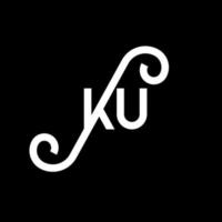 ku lettera logo design su sfondo nero. ku creative iniziali lettera logo concept. disegno della lettera ku. ku bianco lettera design su sfondo nero. ku, ku logo vettore