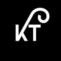 kt lettera logo design su sfondo nero. kt creative iniziali lettera logo concept. disegno della lettera kt. kt bianco lettera design su sfondo nero. kt, kt logo vettore