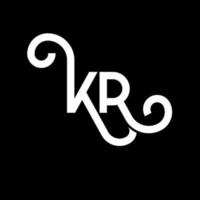 kr lettera logo design su sfondo nero. kr creative iniziali lettera logo concept. disegno della lettera kr. kr bianco lettera design su sfondo nero. kr, kr logo vettore