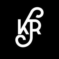 kr lettera logo design su sfondo nero. kr creative iniziali lettera logo concept. disegno della lettera kr. kr bianco lettera design su sfondo nero. kr, kr logo vettore