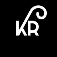 kr lettera logo design su sfondo nero. kr creative iniziali lettera logo concept. disegno della lettera kr. kr bianco lettera design su sfondo nero. kr, kr logo vettore