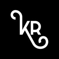kr lettera logo design su sfondo nero. kr creative iniziali lettera logo concept. disegno della lettera kr. kr bianco lettera design su sfondo nero. kr, kr logo vettore