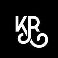 kr lettera logo design su sfondo nero. kr creative iniziali lettera logo concept. disegno della lettera kr. kr bianco lettera design su sfondo nero. kr, kr logo vettore