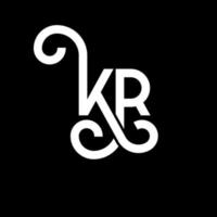 kr lettera logo design su sfondo nero. kr creative iniziali lettera logo concept. disegno della lettera kr. kr bianco lettera design su sfondo nero. kr, kr logo vettore