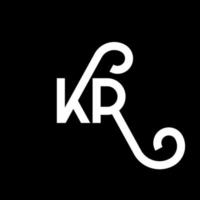 kr lettera logo design su sfondo nero. kr creative iniziali lettera logo concept. disegno della lettera kr. kr bianco lettera design su sfondo nero. kr, kr logo vettore