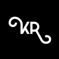 kr lettera logo design su sfondo nero. kr creative iniziali lettera logo concept. disegno della lettera kr. kr bianco lettera design su sfondo nero. kr, kr logo vettore