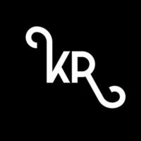 kr lettera logo design su sfondo nero. kr creative iniziali lettera logo concept. disegno della lettera kr. kr bianco lettera design su sfondo nero. kr, kr logo vettore